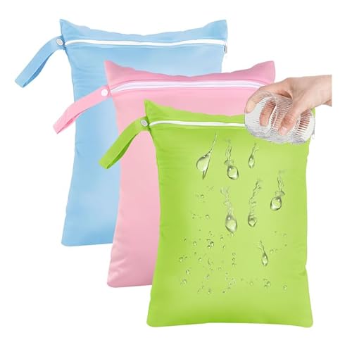HMCEY 3PCS Nassbeutel Baby 40X30 cm,Nasstasche Schwimmen,Wäschebeutel Kindergarten,Wetbag Kinder,Nasssack wasserdichte,Wet Beutel,Windeltasche Mit Reißverschluss,Wechselwäsche Beutel,Wickel Organizer