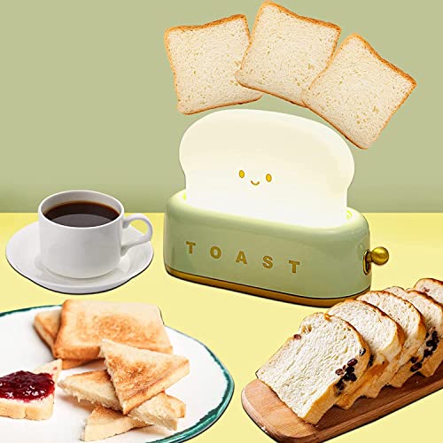 Toast Lamp Night Light For Kids Cute Toaster Nightlight Dimmable Led Usb Rechargeable Portable Adjustable Brightness Bread Light With Timer Children Baby Toddler Nursery Girls Bedroom Night-Lights #TOP1