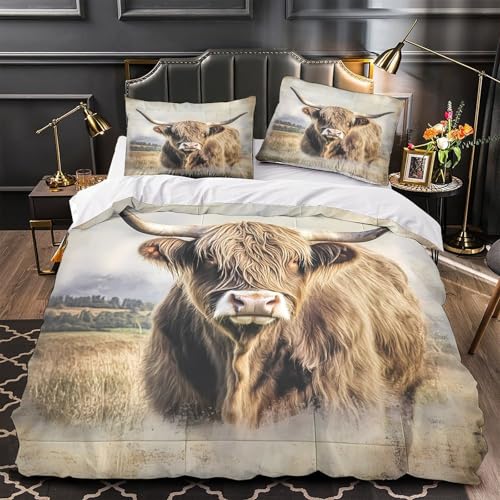 Housse de couette microfibre hypoallergique 260x220 à motif 3D