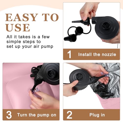 Image of Realspring 6 Pcs Inflatable Bean Bag Chair, Air Pump,Pink | Electric Pump for Inflation, Foldable Blow up Chairs for Outdoor Movie Seating, Portable Sofa for Adults Camping