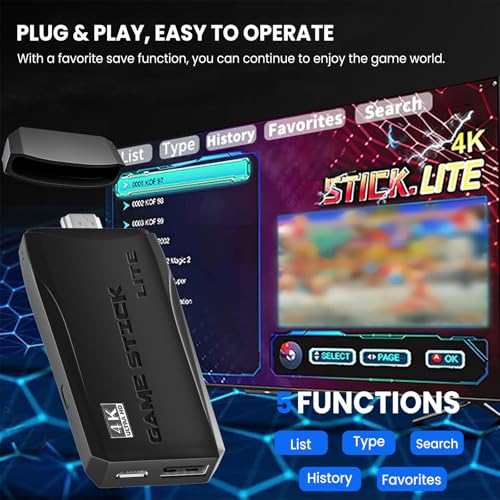 Retro Game Stick 4K Wireless Retro Game Console Built-in 9 Emulators 20000+ Games, Plug & Play Video Games with 4K HDMI Output and 2.4G Wireless Controller Gamepad, Gifts for Birthday - Image 3