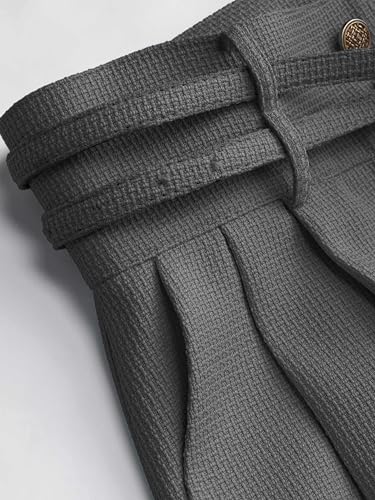 CIDER Wide Leg High Waist Straight Leg Trousers Belted Long Dress Pants Office Work Casual Pants4