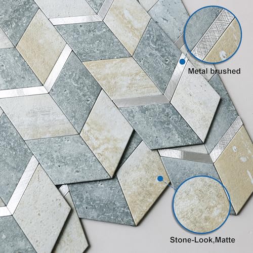 Panneau mural 3D MOFIT bleu vert gris 5 feuilles autocollantes