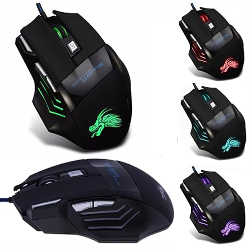 ERAY-Multimedia - Gaming-Maus, 1600DPI 7D USB LED ergonomische Gaming-Maus, 7 Tasten Laser Cover