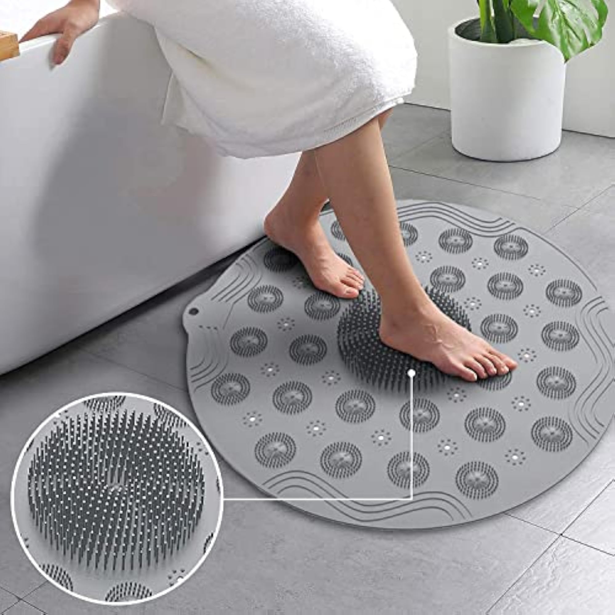 Anti-Slip Bathroom Shower Mat, Round Rubber