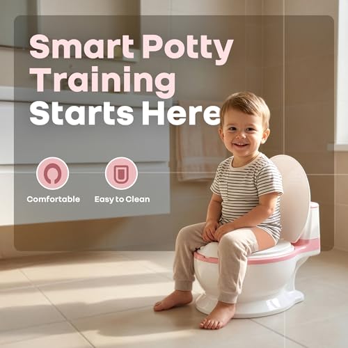 Image of R for Rabbit Little GrownUp Tunes Baby Potty Training Seat with Music, Soft Cushion & Ergonomic Backrest Tissue Storage for Kids | Toilet Seat Weight Up to 50 kg, 1 to 7 Years (Pink White)