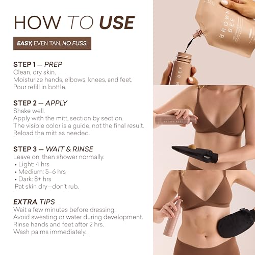 Image of Brown Bee Air Self Tanning Mousse Refill 200 ml - Self Tanner Mousse with Color Guide, Coconut Vanilla Scent, Eco Refill