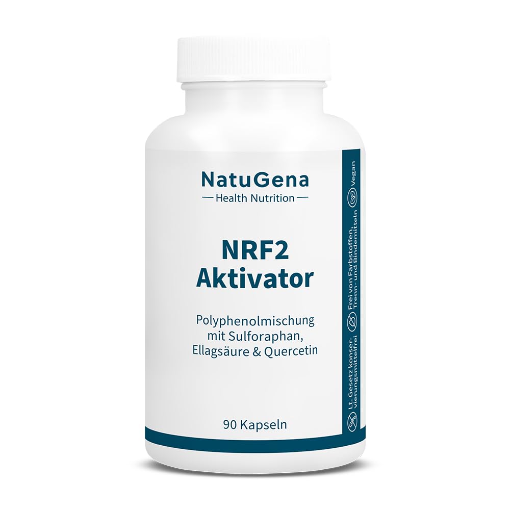 NatuGena NRF2 Aktivator – Quercetin & Sulforaphan | 90 Kapseln | 30 Tage | Polyphenolmischung mit 100 mg Sulforaphan aus Brokkoli-Extrakt, 150 mg Quercetin, 100 mg trans-Resveratrol pro Tagesdosis