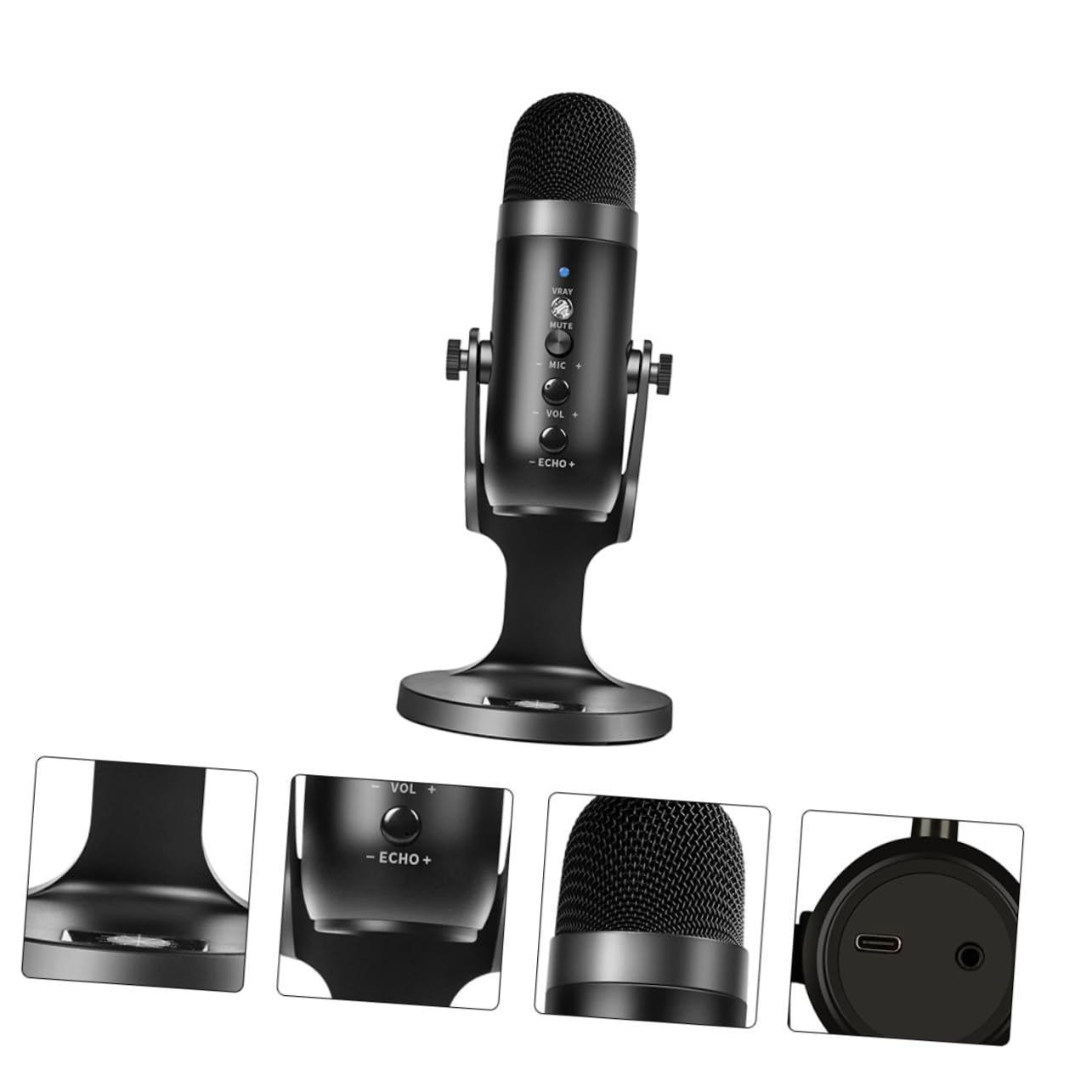 IMIKEYA USB Kondensatormikrofon für PC und Laptop mit Hoher Empfindlichkeit Schwarzes Abs Material für Live Streaming und Präzise Sprachaufnahme Am Schreibtisch