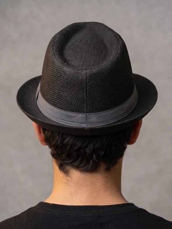 Image of BookMyCostume Black Western Cowboy & Ballroom Style Hat | Fancy Dress Accessory for Dance, Stage Shows & Theme Parties For Adults