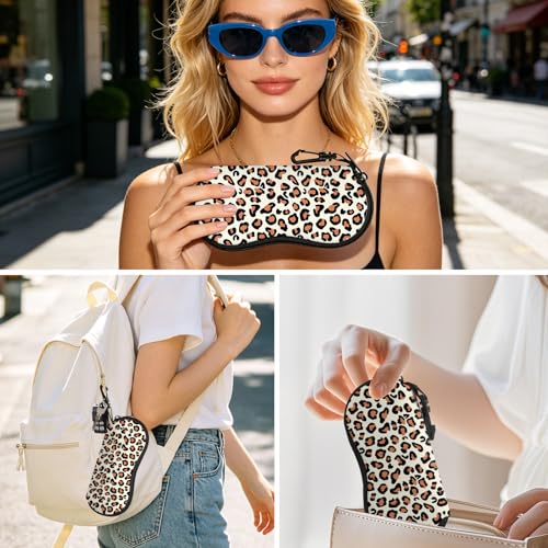 Image of Sunglasses Soft Case, Cute Ultra Light Portable Neoprene Zipper Eyeglass Glasses Case with Belt Clip for Men Women