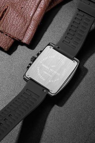 Image of Daniel Hechter Paris Alma Collection Watch for Men Premium Chronograph Watch Black Square Dial Silicone Strap, Multi-Function, Date Display Luxury