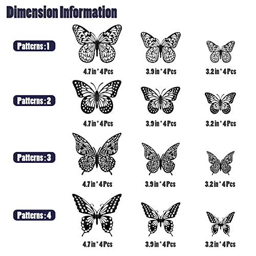 Image of SAOROPEB 3D Butterfly Wall Decor 48 Pcs Black Butterfly Decoration Sticker