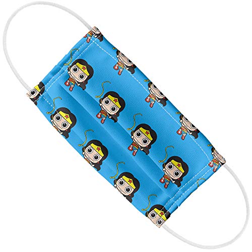 Wonder Woman Cute Chibi Golden Lasso Pattern 1-Ply Reusable Face Mask Covering with Adjustable Nose Wire, Unisex