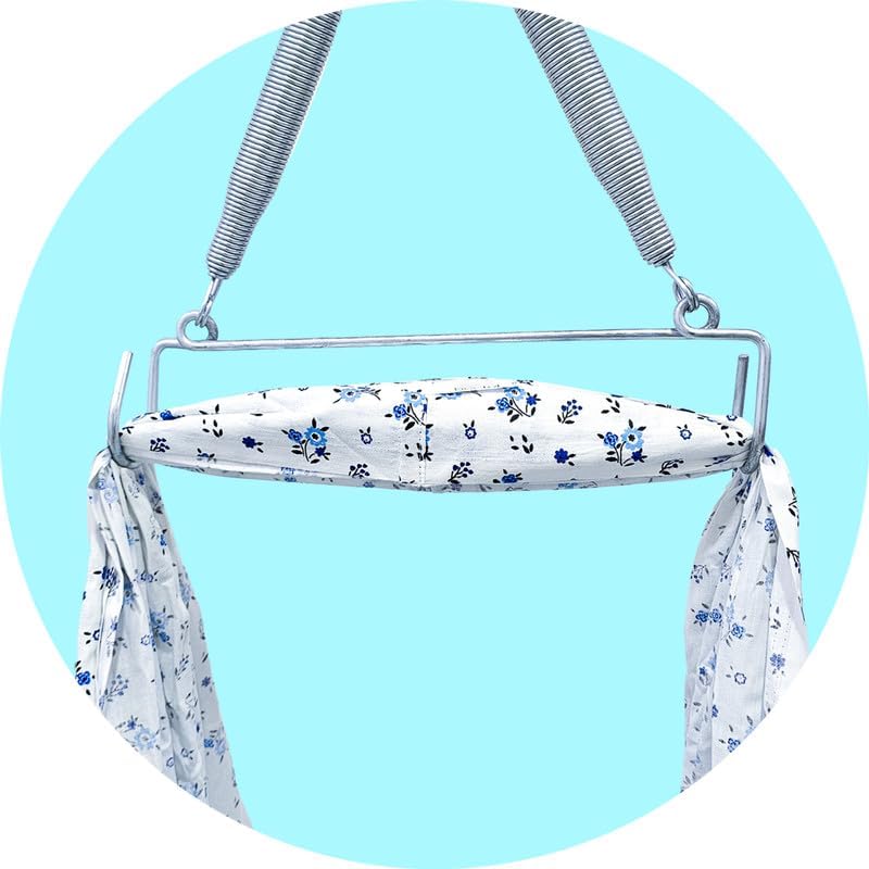 Image of Born Baby Hanging Swing Cradle Cotton thottil Cloth thuni for Babies Baby Boy's and Girl's Sleep Cotton Cloth Cradle /Zula /Jhula /Jhoola /uyaala for New Born Babies (Blue)