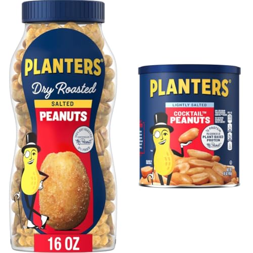 PLANTERS Salted Peanuts 16 Oz & PLANTERS Lightly Salted Peanuts 16 Oz Party Snacks Bundle (2 Ct) image 2