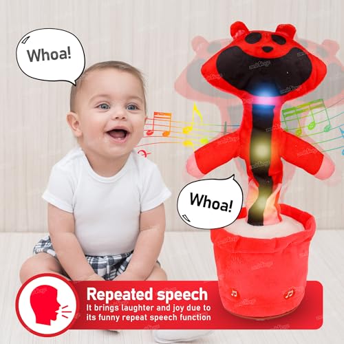 Image of Zest 4 Toyz Musical Talking Squid Cactus Dancing Music Game Toys Wriggle Singing & Repeats What You Say Funny Educational Sound Toys for Kids (Pack of 1) - Red
