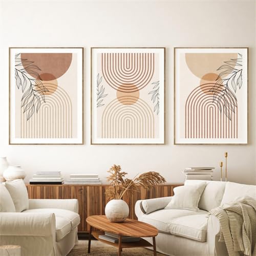Carteles botánicos en lienzo abstractos de sol con arcoíris para cuadros de sala de estar