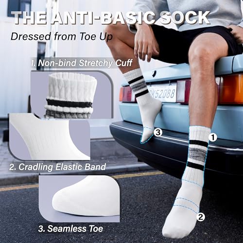 Image of Slouch Cotton Socks, Scrunch Thin Fashion Colorful Soft Breathable Crew Calf for Women and Men, 4 Pairs
