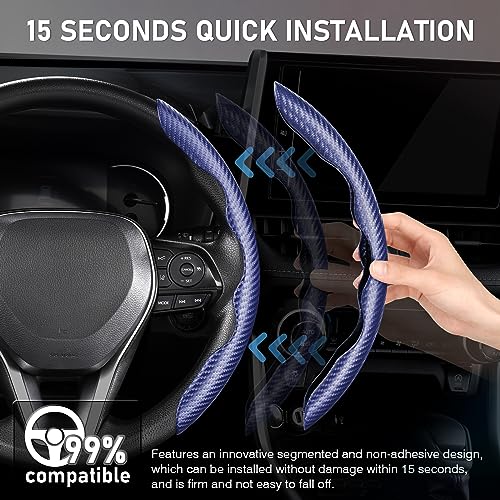 Image of Cartist Steering Wheel Cover, Carbon Fiber Steering Wheel Cover for Men /Women, Anti-Slip, Comfortable Grip, Durable, Universal for 99% Car Interior Accessories (Dark Blue)