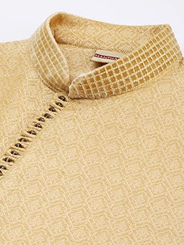 Image of Manthan Mens Full Sleeves Striped Blended Cotton Kurta