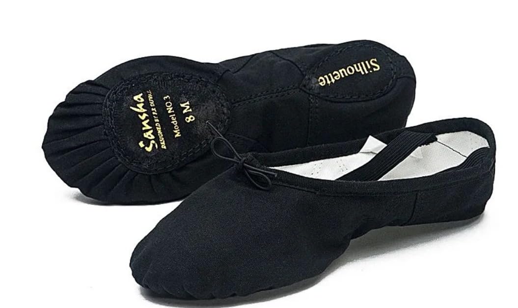 Canvas Ballet Shoes for Women | Dance Practice Shoes | Split Sole Ballet Slippers | Lace Up | Black-picture-20