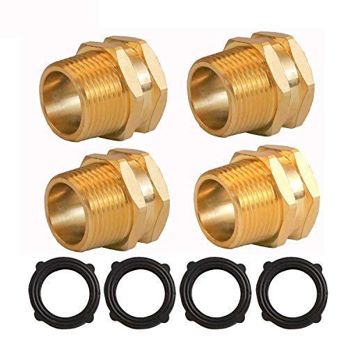 SmithCOCO 4 Pcs Brass Garden Hose Adapter 3/4¡±GHT Female x 3/4¡±NPT Male Connector, GHT to NPT Adapter Brass Fitting, Industrial Metal Brass Garden Hose to Pipe Fittings Connect