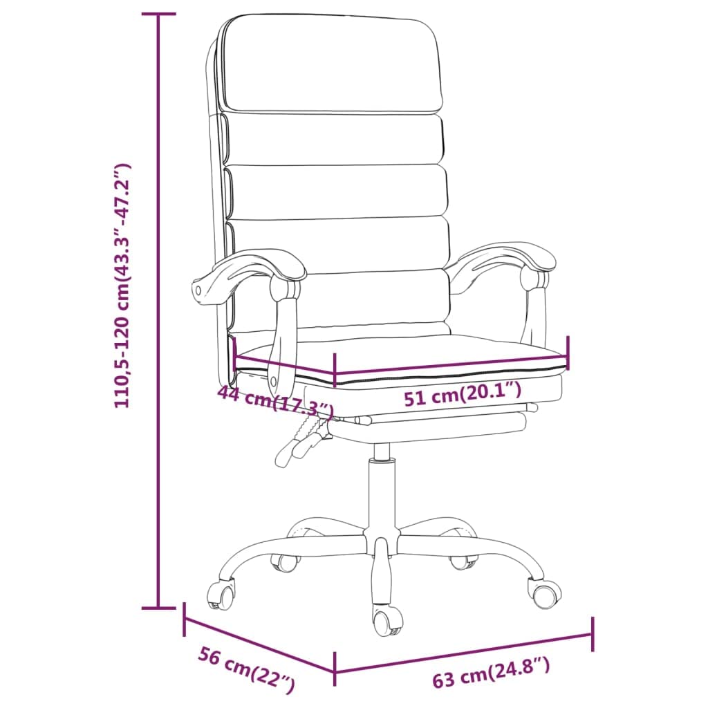 Silla de oficina con función de masaje y respaldo ajustable de piel sintética marrón, silla giratoria con reposabrazos y ruedas, silla de trabajo ergonómica para oficina en casa y oficina