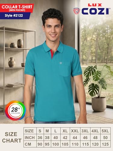 Image of Lux Cozi Men's Half Sleeve Soild Casual Regular Fit T-Shirt with Chest Pocket | Polo Tshirt for Men