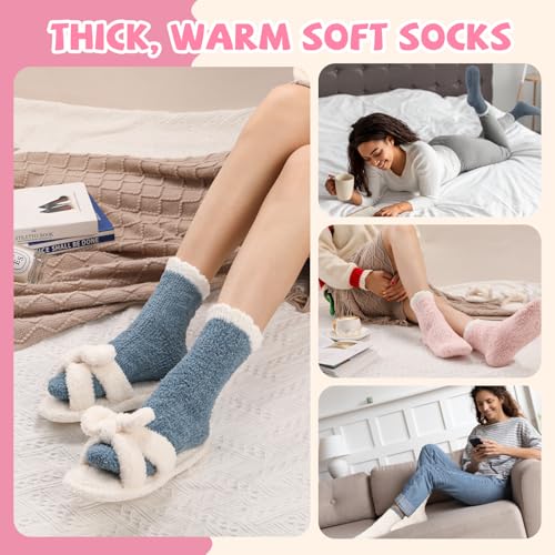 Image of Clothirily Fuzzy Socks for Women, Fluffy Socks Womens, Soft Cozy Slipper Sock for Women, Womens Winter Warm Sleeping Sock
