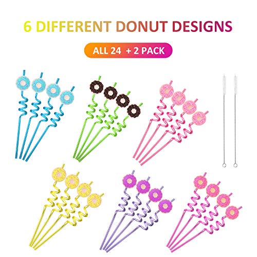24 pitillos reutilizables con diseño de dona para fiestas miniatura 7