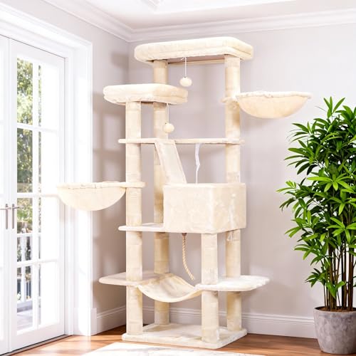 Image of Heybly Cat Tree, 68 inch Multi-Level Cat Tower for Indoor Cats HCT025M