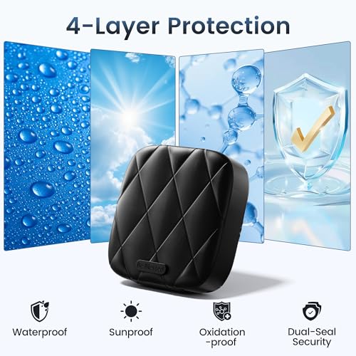 Image of Betife Travel Pill Organizer for Purse, Small Cute Pill Box with Mirror, 4 Large Compartment Pill Case, Waterproof Medicine Container, Portable Faux Leather Vitamin Case BPA-Free (Classic Black)
