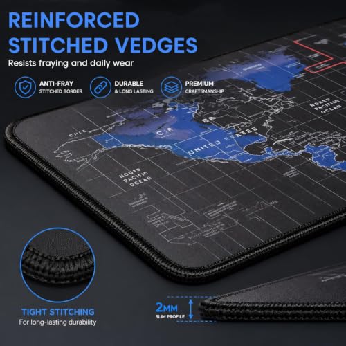 Image of Sounce Extended Gaming Mouse Pad | Large Desk Pad with Stitched Edges & Non-Slip Rubber Base | for Computer, Laptop, Keyboard | Office & Home | 800 x 300 x 2 mm