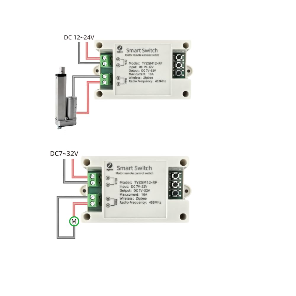 Tuya Smart Life App Zigbee Smart Wireless DC Linear Acuator/Motor Forward Reverse Controller Relay Module, fonctionne avec Alexa (hub Tuya Zigbee nécessaire)