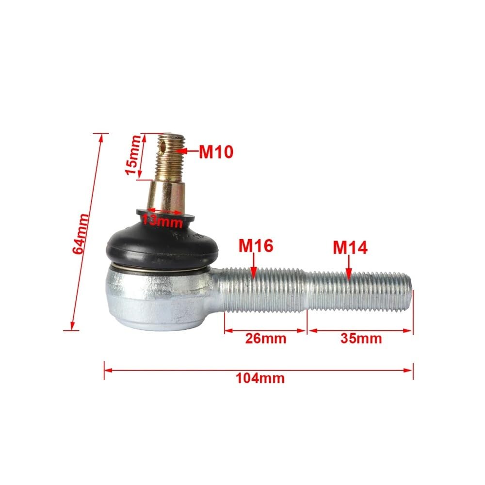 Sworzeń kulowy wahacza M10X60mm M14-M16 z regulowanym wahaczem, pasujący do elektrycznego quada, gokarta, UTV, buggy, quada Strony(2 pcs)