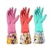 Yiomxhi 3 Pares Guantes para Lávar Platos de Largo Impermeables Guantes de Limpieza para El Hogar Reutilizables Guantes de Cocina Guantes Lavandería Goma