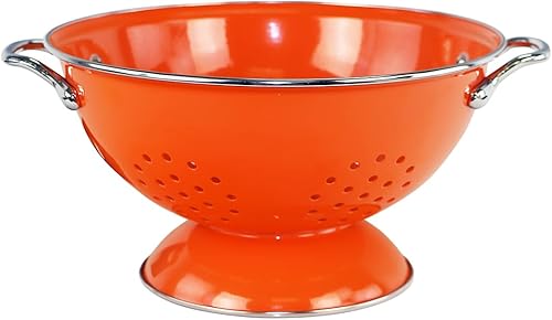 Miniatura 12 de Reston Lloyd, Cesta coladora de cocina de acero con recubrimiento en polvo de 1 cuarto de galón para drenar pasta, verduras y frutas, asas cromadas
