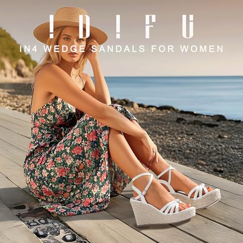 IDIFU IN4 Wedge Sandals for Women Espadrilles Ankle Strap Platform Wedges Heels for Women Wedding Bridal Ladies Wedge Sandals Comfortable Summer Dressy Sexy Strappy Wedge Shoes2