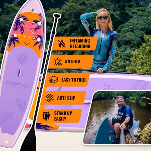 Image of FunWater 11' /10'6 inch Inflatable Stand Up Paddle Board with Premium SUP Paddleboard Accessories, Wide Stable Anti-Slip EVA Deck,Paddle Boards for Adults & Youth of All Skill Levels