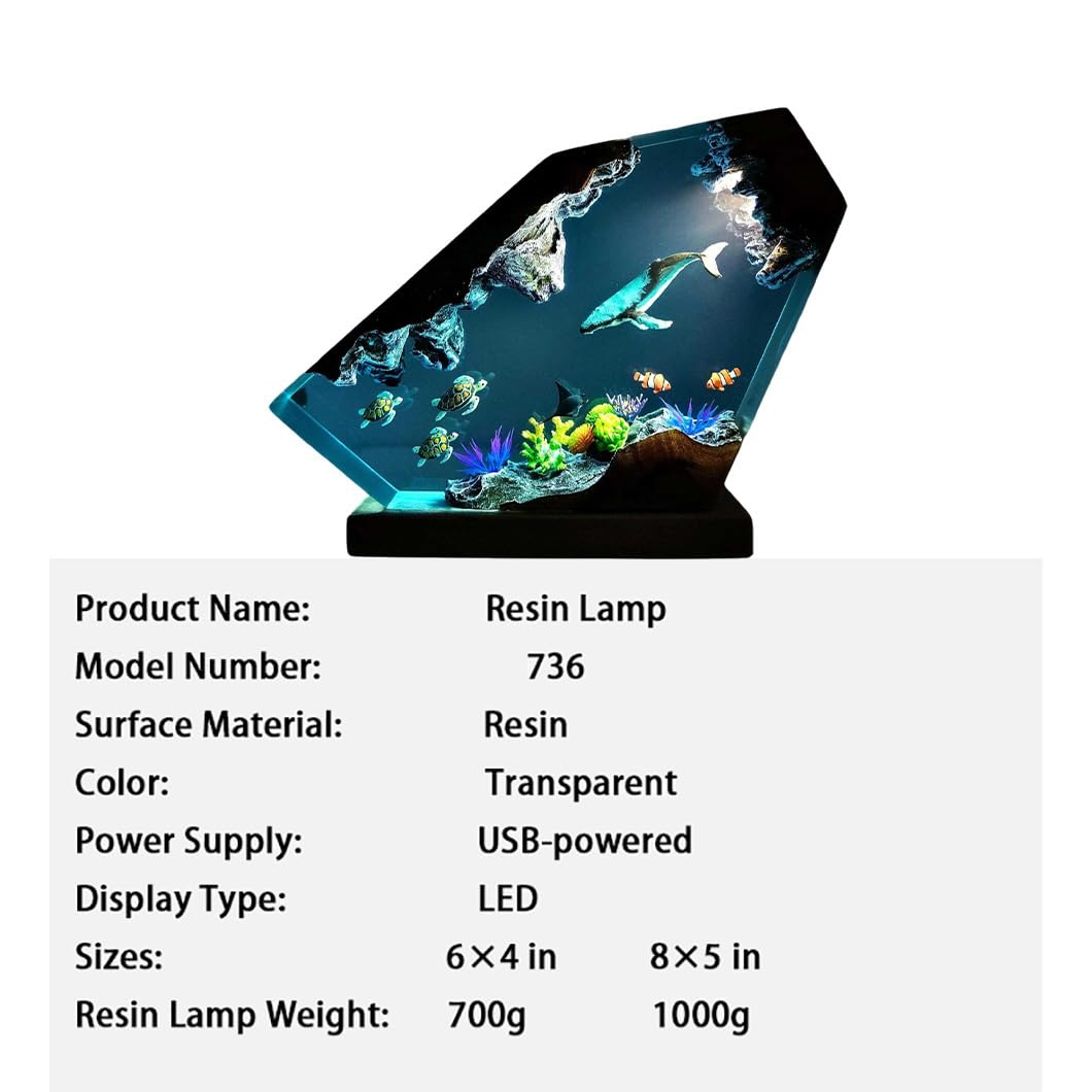 Lampa oceaniczna z żywicy epoksydowej – ręcznie wykonana lampa dekoracyjna do biura i sypialni, idealna do użytku świątecznego