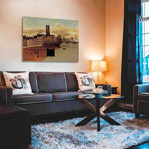 "Uitzicht op de buitenwijken" door Henri Rousseau Schilderij Canvasafdrukken Voor Muur Foto's Thuis Woonkamer Decoratie Moderne Keuken Muurkunst voor Slaapkamer (80x105cm31x41inch, ingelijst) - Image 5
