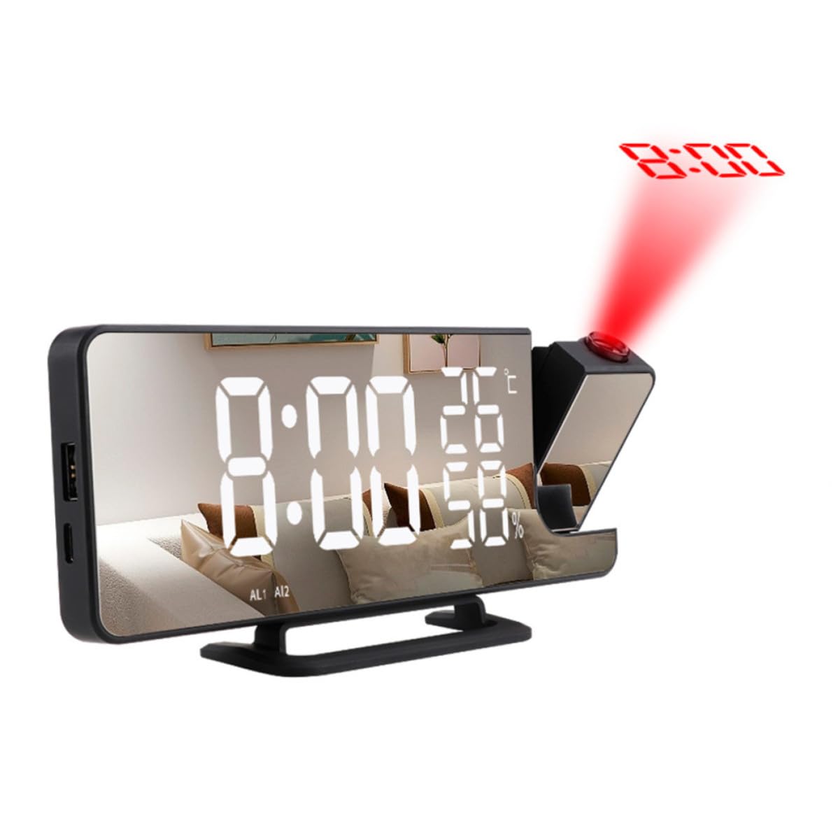 Reloj Despertador Multifunción de Proyección para Escritorio, Mesa