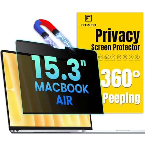 F FORITO Magnetic Privacy Screen Protector Compatible with MacBook Air 15.3 inch (2023-2025, M2, M3, M4), Removable 360° Anti Peeping Anti Blue Light Anti Glare Laptop Privacy Screen Shield
