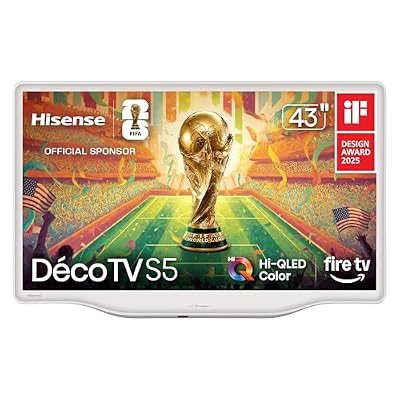 Hisense 43-Inch S5 DécoTV Series Hi-QLED 4K UHD Smart Fire TV (43S5QF, 2026 Model) – Versatile Fit, Hi?QLED Color, Dolby Vision & Atmos, VRR Gaming, Stream Live TV Without Cable