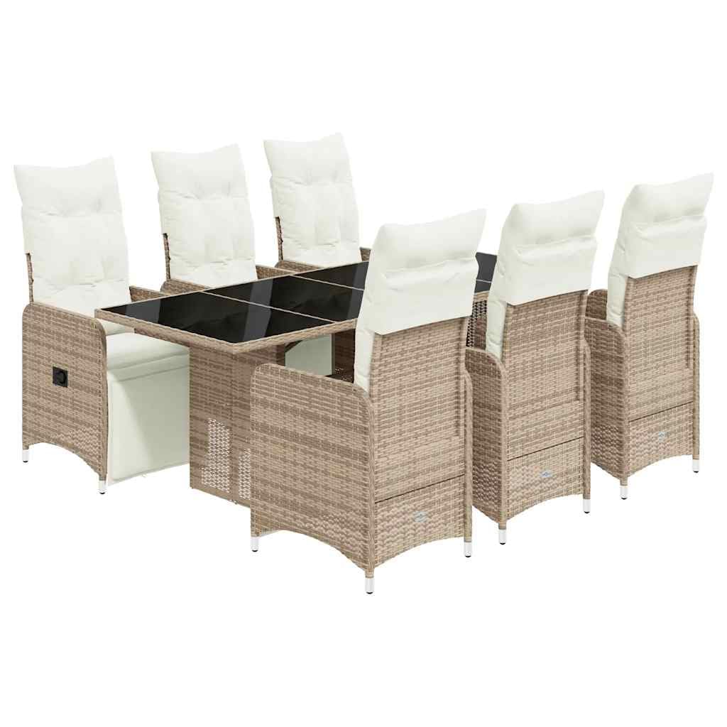 Juego de 7 muebles de jardín con cojines de ratán sintético marrón