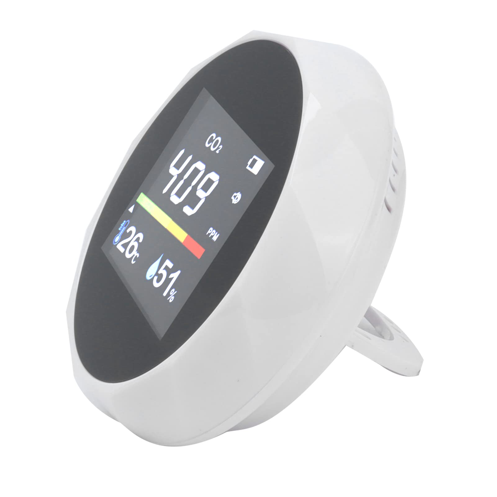 Monitor qualità dell'aria, Monitor CO2 ABS con Ricarica USB, Rilevamento Anidride Carbonica da 400 a 6000 PPM, Display umidità Temperatura, Misuratore a Parete per Palestra Casa Ufficio