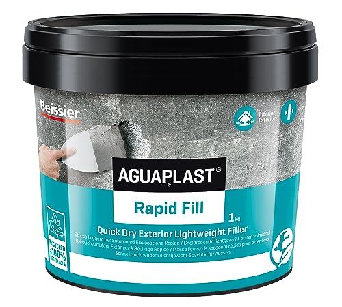 Aguaplast Masilla de pasta Rapid Fill, lista para usar, efecto yeso, color gris, secado rápido, 1 kg