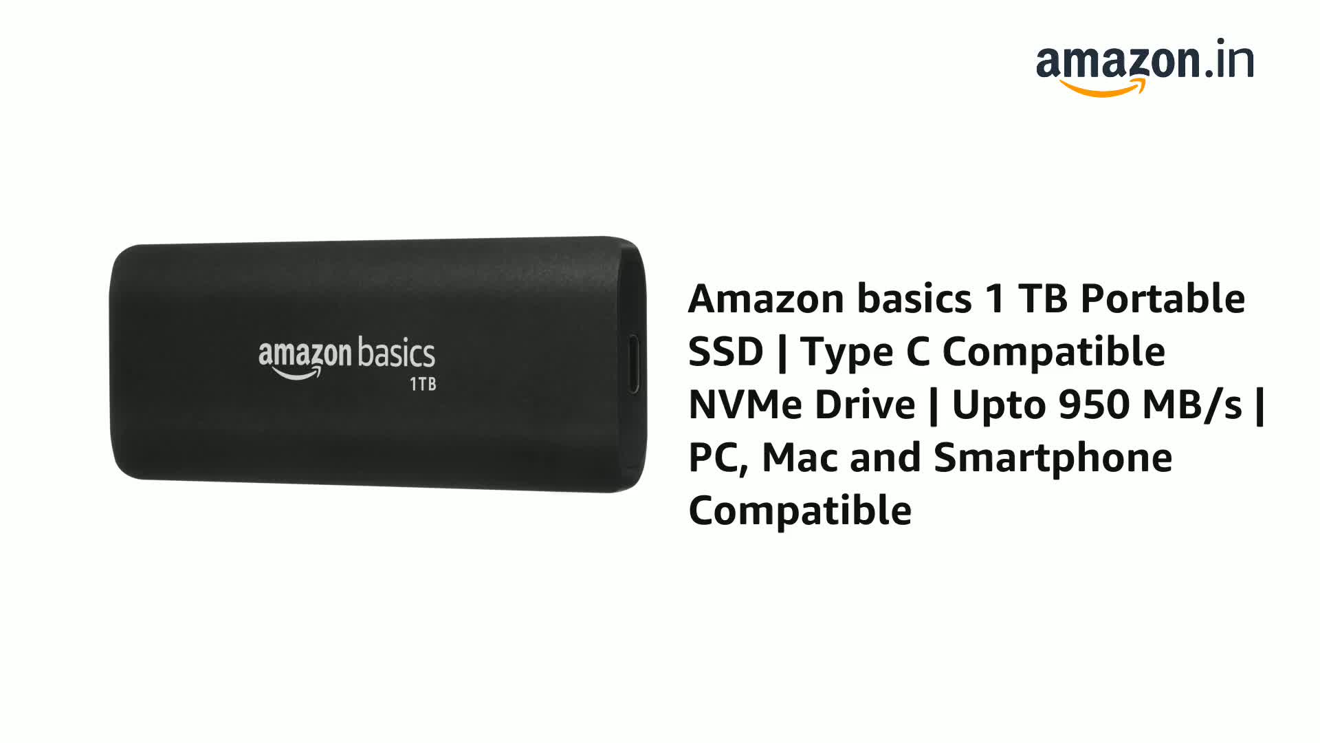 Amazon Basics 1TB Portable SSD NVMe Drive
