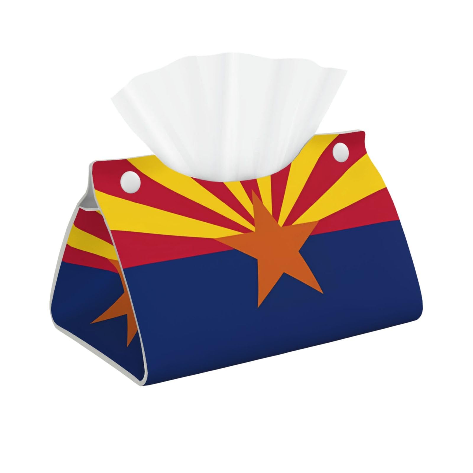Arizona Flag Rectangular Leather Tissue Box Cover, Folding Facial Tissue Holder Dispenser for Car